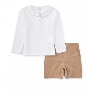 Edgehill Collection Knit Long Sleeve Top & Corduroy Shorts Set
